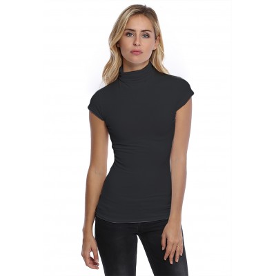 T-shirt col roulé manches courtes capes en modal CINDY02