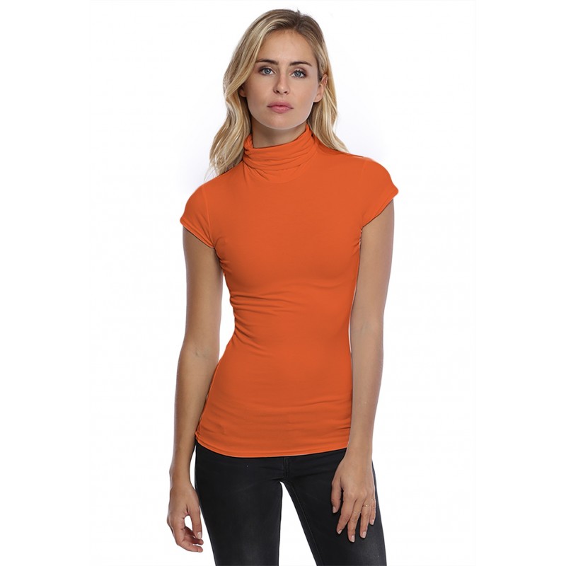 T-shirt col roulé manches courtes capes en modal CINDY02 T-shirt col roulé manches courtes capes en modal CINDY02