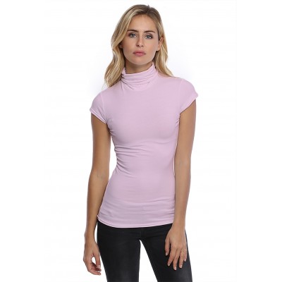 T-shirt col roulé manches courtes capes en modal CINDY02