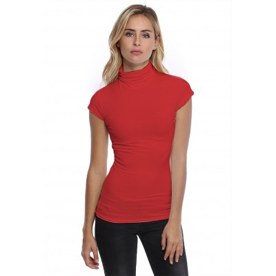 T-shirt col roulé manches courtes capes en modal CINDY02