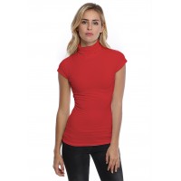 T-shirt col roulé manches courtes capes en modal CINDY02
