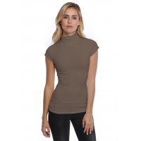 T-shirt col roulé manches courtes capes en modal CINDY02