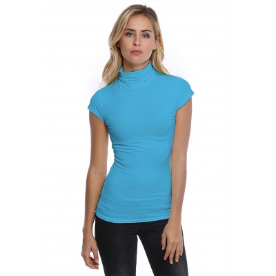 T-shirt col roulé manches courtes capes en modal CINDY02
