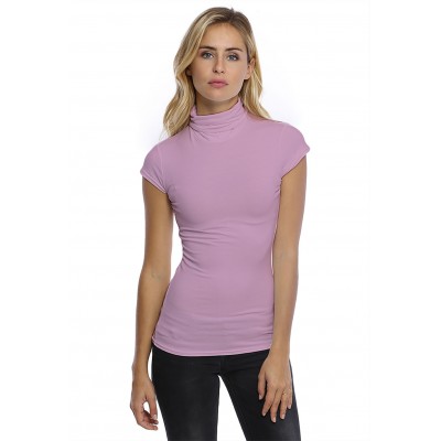T-shirt col roulé manches courtes capes en modal CINDY02