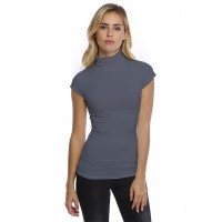 T-shirt col roulé manches courtes capes en modal CINDY02