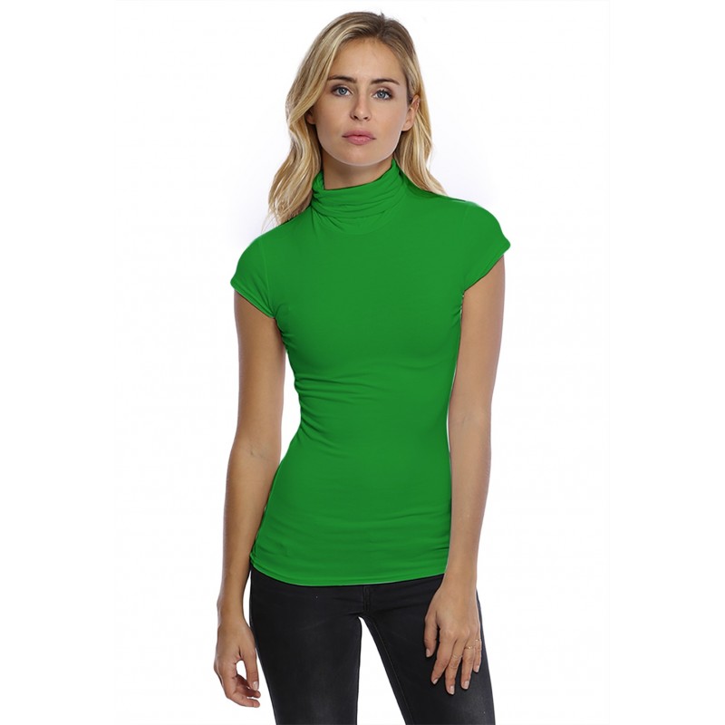 T-shirt col roulé manches courtes capes en modal CINDY02 T-shirt col roulé manches courtes capes en modal CINDY02
