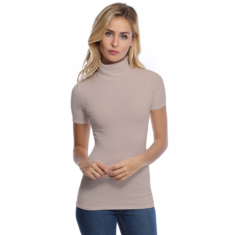 T-shirt col roulé manches courtes en modal CINDY03 T-shirt col roulé manches courtes en modal CINDY03