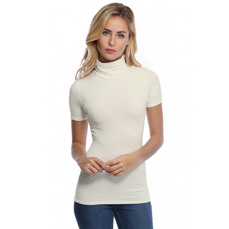 T-shirt col roulé manches courtes en modal CINDY03 T-shirt col roulé manches courtes en modal CINDY03