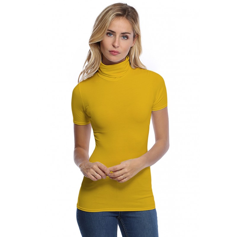 T-shirt col roulé manches courtes en modal CINDY03 T-shirt col roulé manches courtes en modal CINDY03