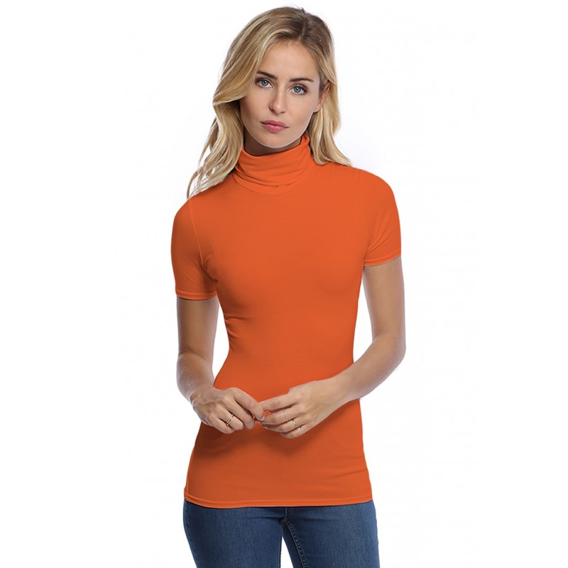 T-shirt col roulé manches courtes en modal CINDY03 T-shirt col roulé manches courtes en modal CINDY03