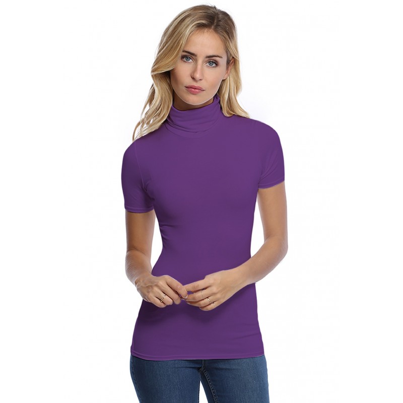 T-shirt col roulé manches courtes en modal CINDY03 T-shirt col roulé manches courtes en modal CINDY03