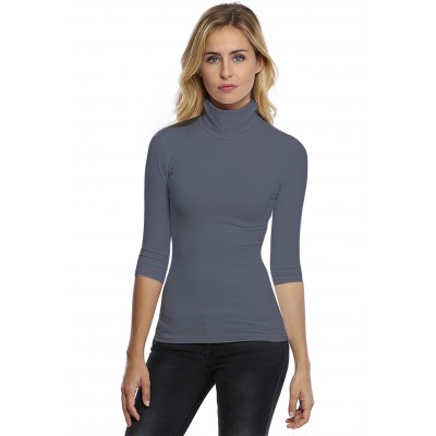 T-shirt col roulé manches 3-4 en modal CINDY04