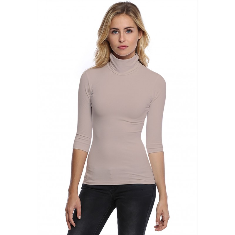 T-shirt col roulé manches 3-4 en modal CINDY04 T-shirt col roulé manches 3-4 en modal CINDY04