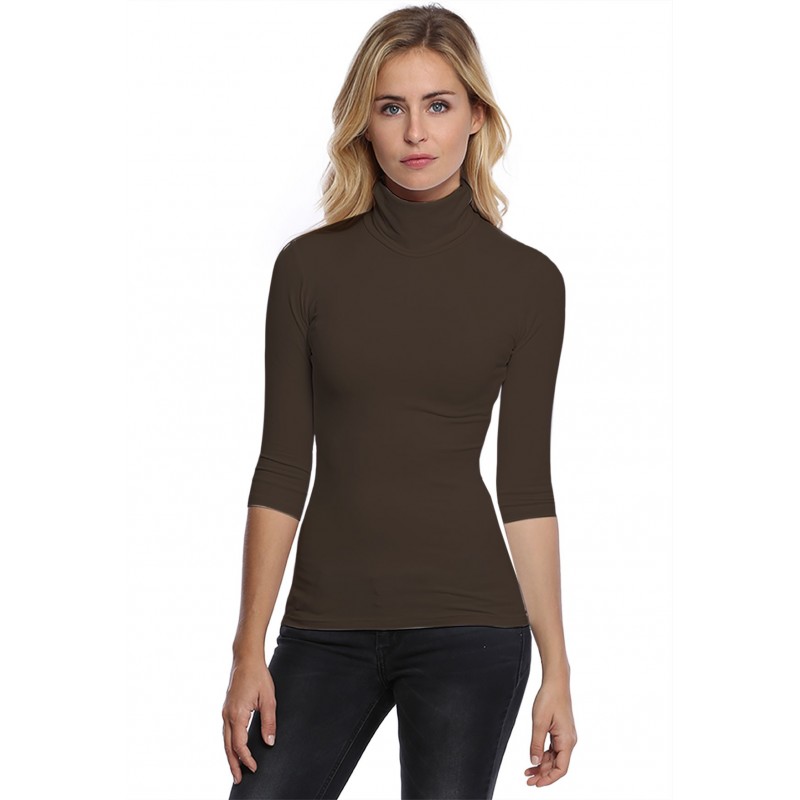 T-shirt col roulé manches 3-4 en modal CINDY04 T-shirt col roulé manches 3-4 en modal CINDY04