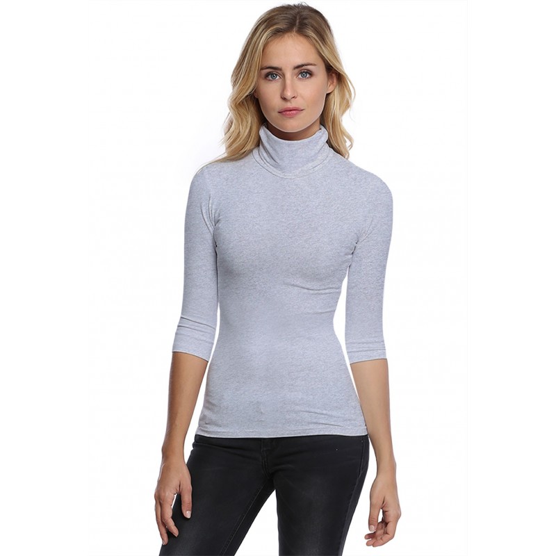 T-shirt col roulé manches 3-4 en modal CINDY04 T-shirt col roulé manches 3-4 en modal CINDY04