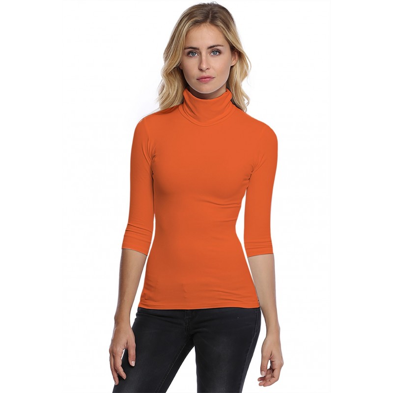 T-shirt col roulé manches 3-4 en modal CINDY04 T-shirt col roulé manches 3-4 en modal CINDY04