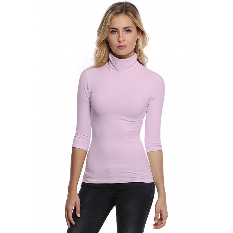 T-shirt col roulé manches 3-4 en modal CINDY04 T-shirt col roulé manches 3-4 en modal CINDY04