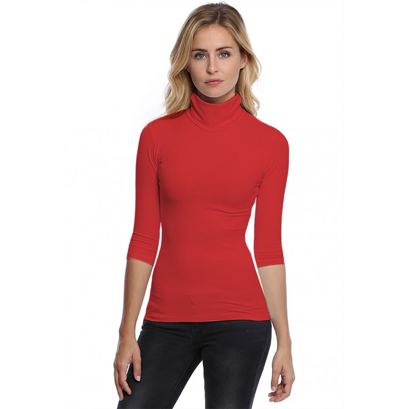 T-shirt col roulé manches 3-4 en modal CINDY04