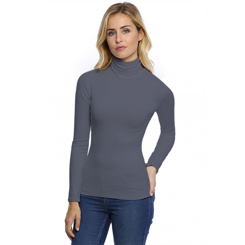 T-shirt col roulé manches longues en modal CINDY05 T-shirt col roulé manches longues en modal CINDY05