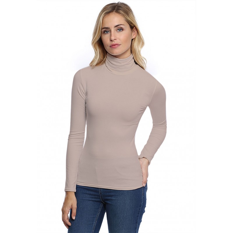 T-shirt col roulé manches longues en modal CINDY05 T-shirt col roulé manches longues en modal CINDY05