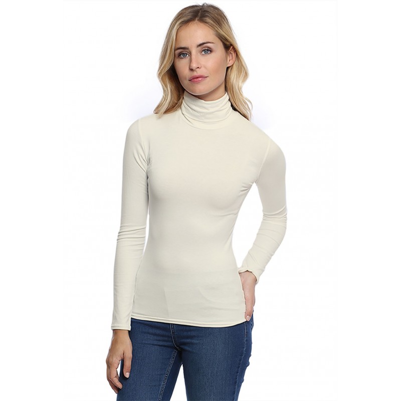 T-shirt col roulé manches longues en modal CINDY05 T-shirt col roulé manches longues en modal CINDY05
