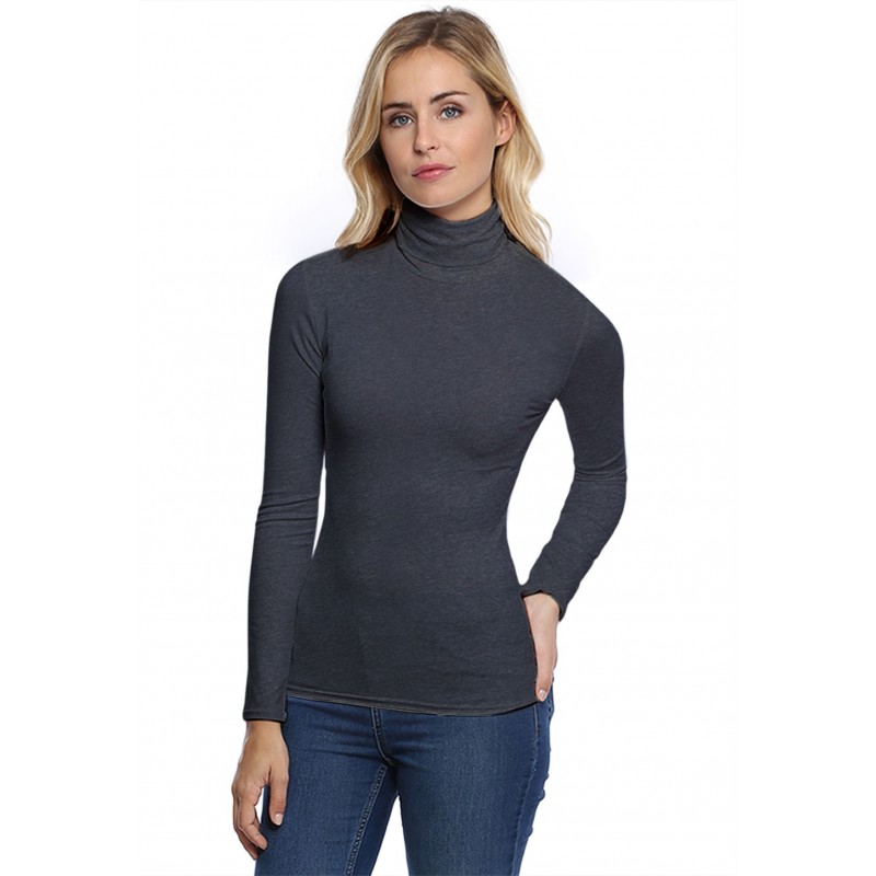 T-shirt col roulé manches longues en modal CINDY05 T-shirt col roulé manches longues en modal CINDY05