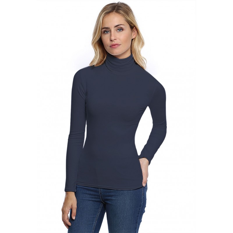 T-shirt col roulé manches longues en modal CINDY05 T-shirt col roulé manches longues en modal CINDY05