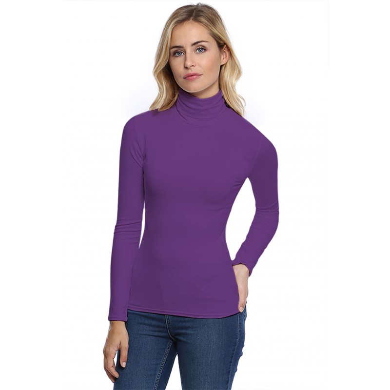 T-shirt col roulé manches longues en modal CINDY05 T-shirt col roulé manches longues en modal CINDY05