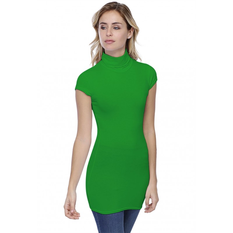 T-shirt long col roulé manches courtes capes en modal CINDY07 T-shirt long col roulé manches courtes capes en modal CINDY07