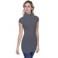 T-shirt long col roulé manches courtes capes en modal CINDY07