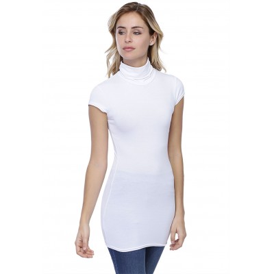 T-shirt long col roulé manches courtes capes en modal CINDY07