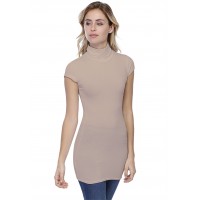 T-shirt long col roulé manches courtes capes en modal CINDY07