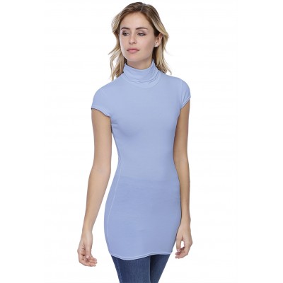 T-shirt long col roulé manches courtes capes en modal CINDY07