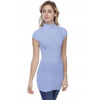 T-shirt long col roulé manches courtes capes en modal CINDY07