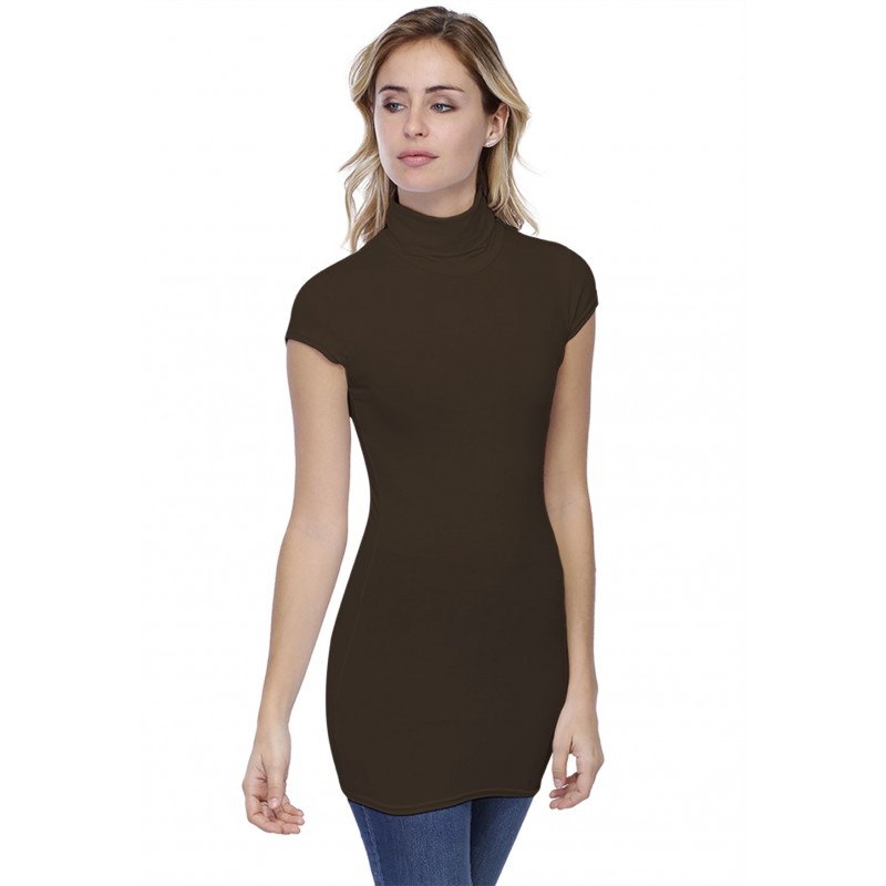 T-shirt long col roulé manches courtes capes en modal CINDY07 T-shirt long col roulé manches courtes capes en modal CINDY07