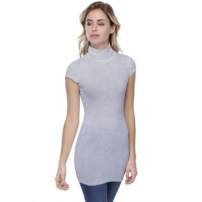 T-shirt long col roulé manches courtes capes en modal CINDY07