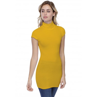 T-shirt long col roulé manches courtes capes en modal CINDY07