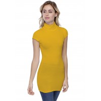 T-shirt long col roulé manches courtes capes en modal CINDY07