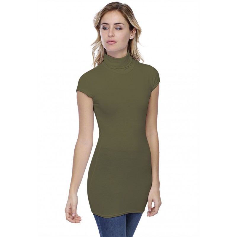 T-shirt long col roulé manches courtes capes en modal CINDY07 T-shirt long col roulé manches courtes capes en modal CINDY07