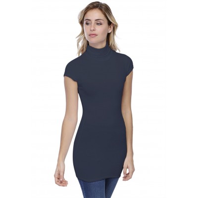 T-shirt long col roulé manches courtes capes en modal CINDY07