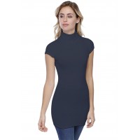 T-shirt long col roulé manches courtes capes en modal CINDY07
