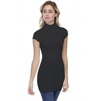 T-shirt long col roulé manches courtes capes en modal CINDY07