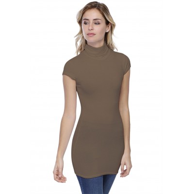 T-shirt long col roulé manches courtes capes en modal CINDY07