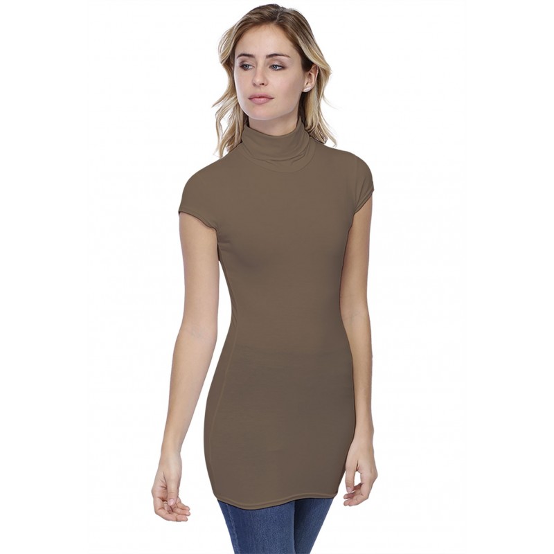 T-shirt long col roulé manches courtes capes en modal CINDY07 T-shirt long col roulé manches courtes capes en modal CINDY07