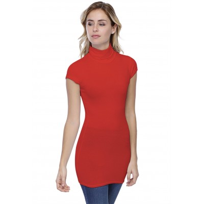 T-shirt long col roulé manches courtes capes en modal CINDY07