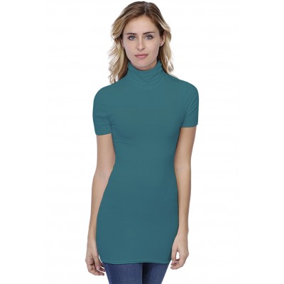 T-shirt long col roulé manches courtes en modal CINDY08