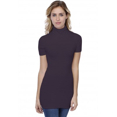 T-shirt long col roulé manches courtes en modal CINDY08