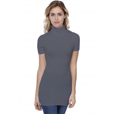 T-shirt long col roulé manches courtes en modal CINDY08