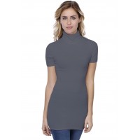 T-shirt long col roulé manches courtes en modal CINDY08