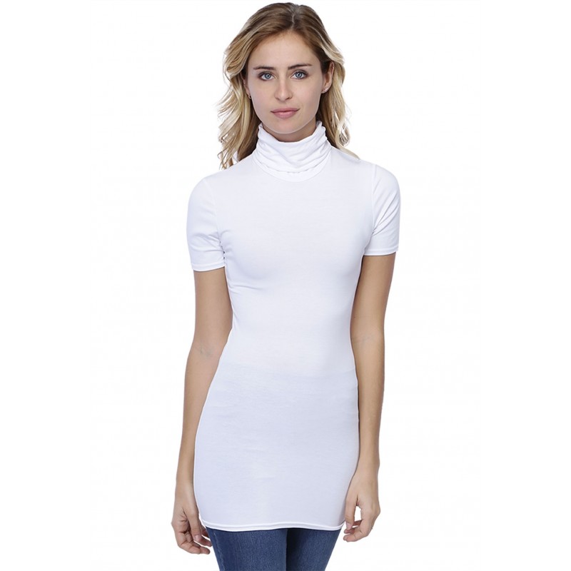 T-shirt long col roulé manches courtes en modal CINDY08 T-shirt long col roulé manches courtes en modal CINDY08